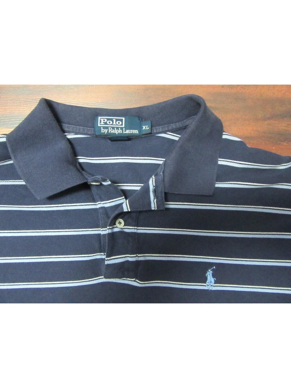 Vintage Men's Sz XL Polo by Ralph Lauren Polo Shirt Blue Striped Button Up